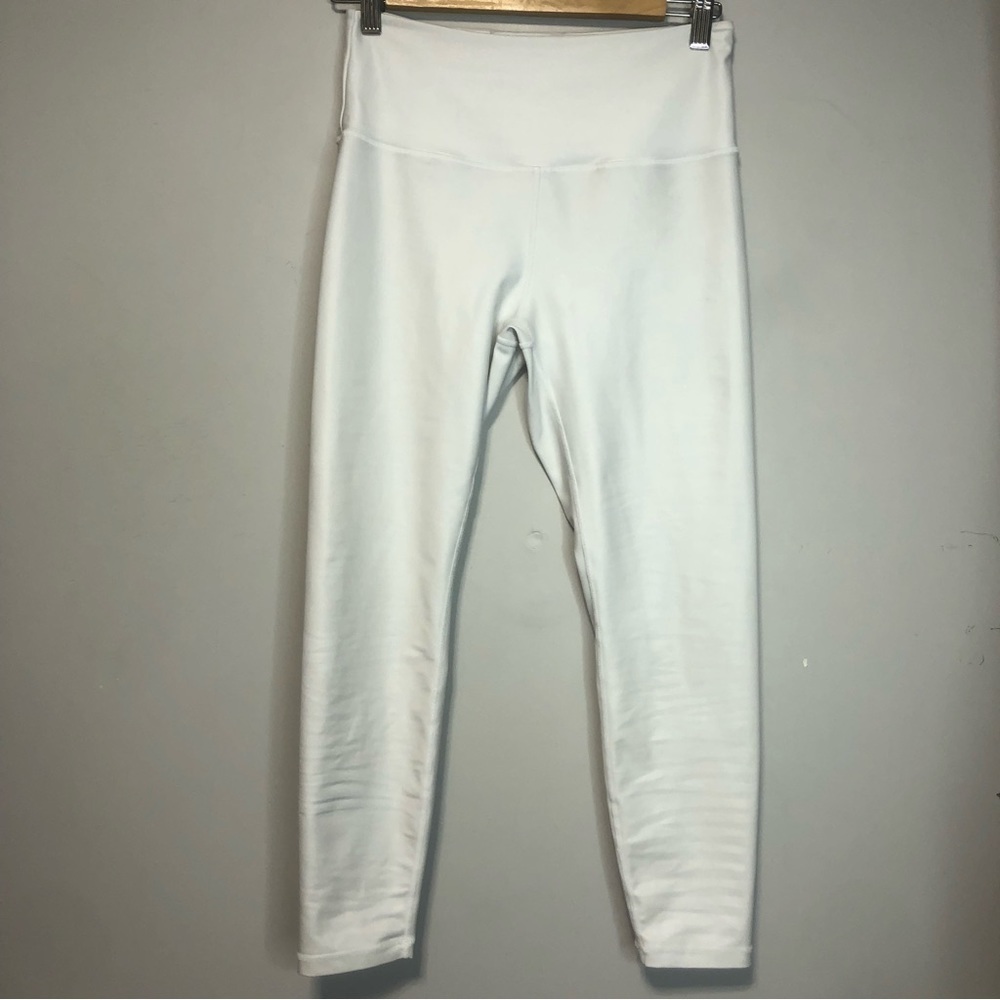 ZYIA Active 7/8 White High Rise iridescent Leggings, size 6-8